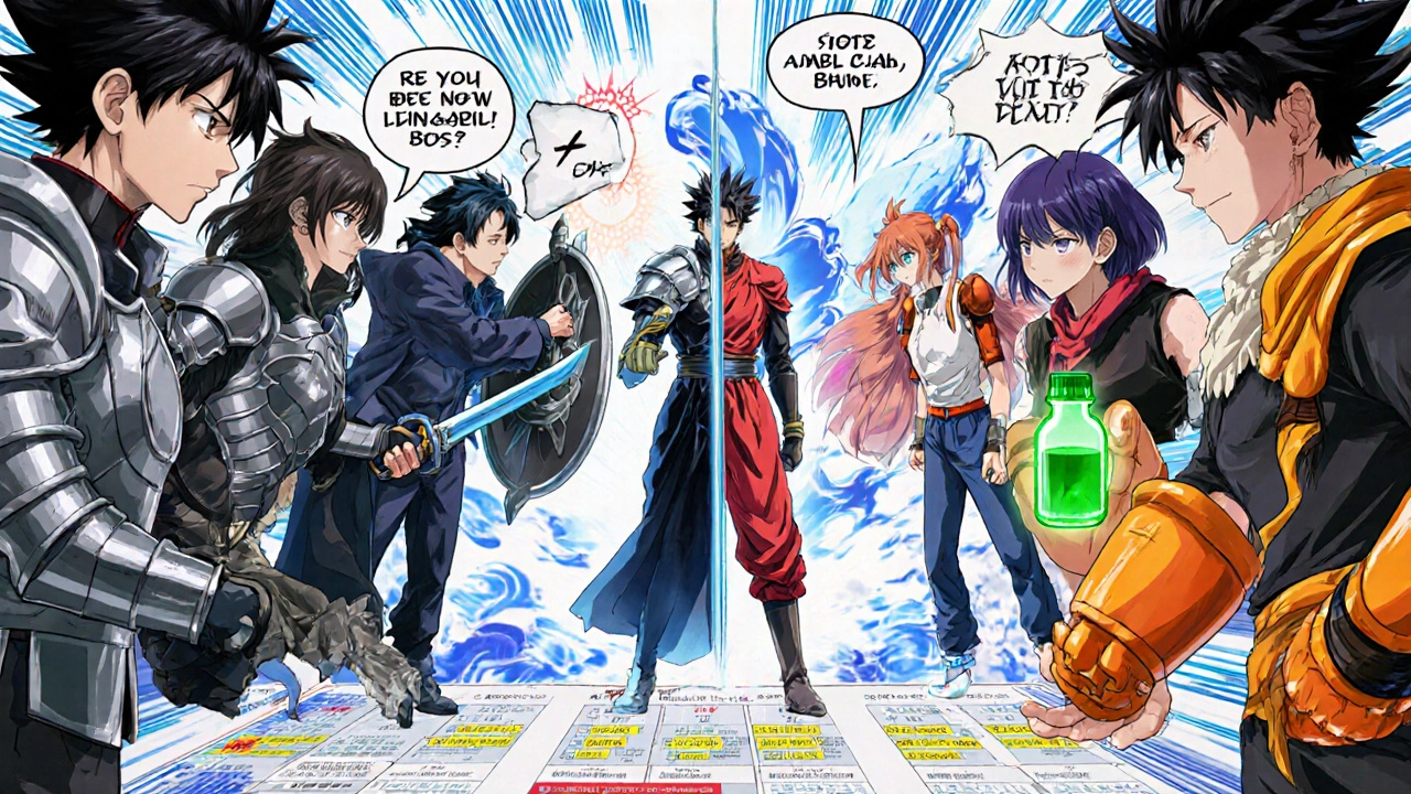 Drug characters battle, each representing a hypertension medication.