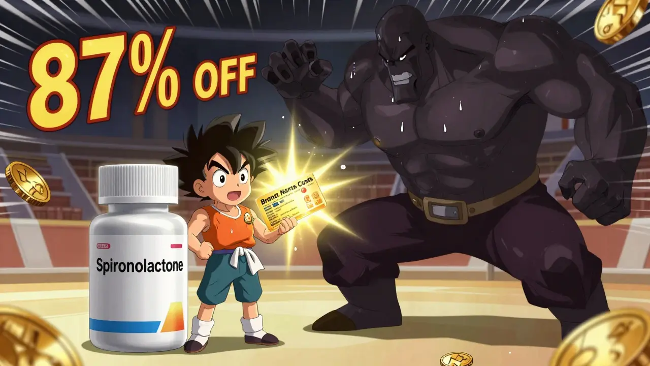 Anime character winning price battle with generic drug coupon