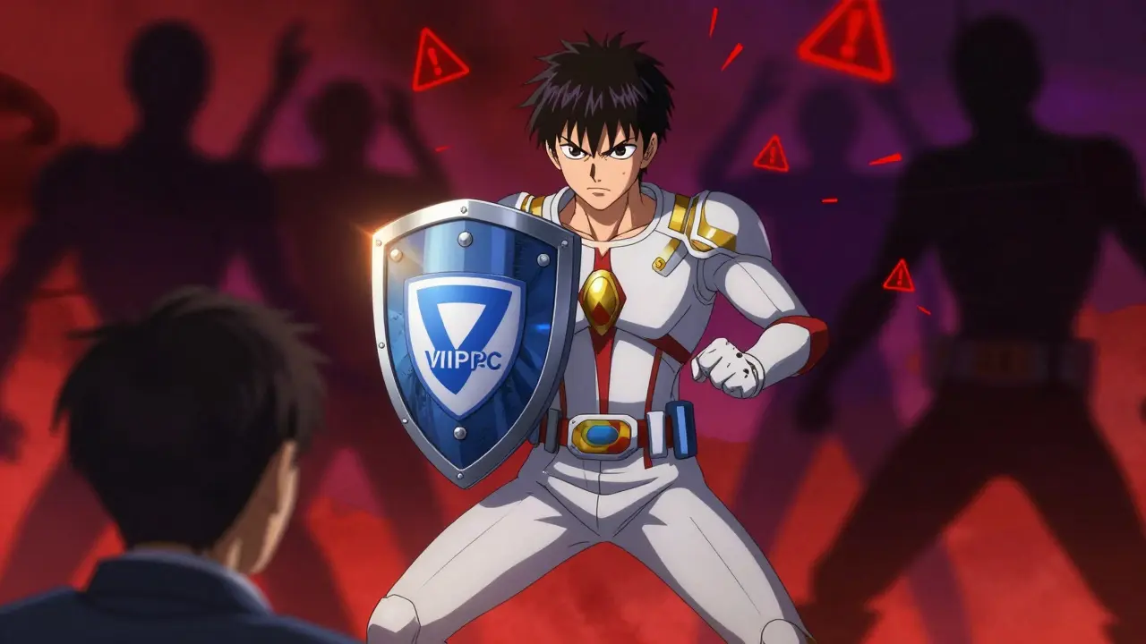 Anime hero protecting against fake drug scams