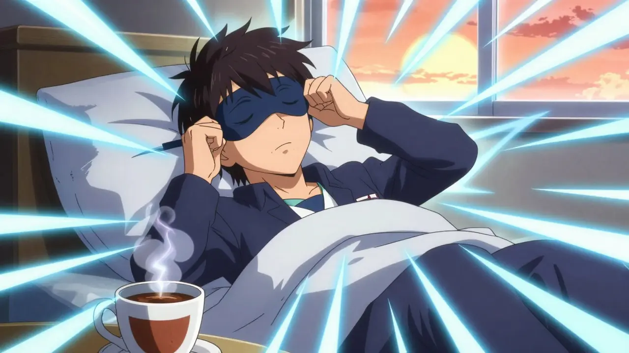 Refreshed worker waking up with energy after a strategic power nap