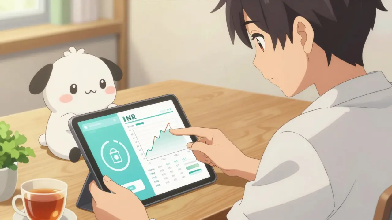 Anime character checking stable INR levels calmly