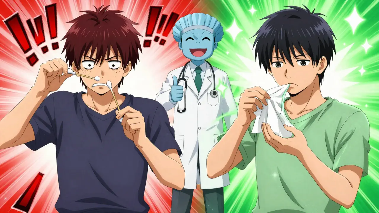 Anime comparison of wrong vs right ear cleaning methods