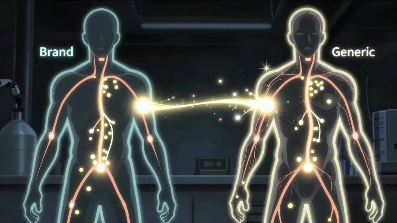 Anime visualization of identical drug absorption in two bodies