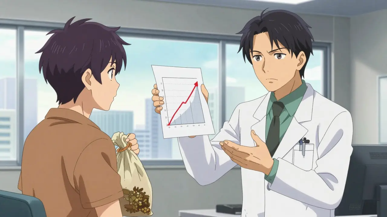 Doctor and patient discussing health risks in a bright clinic office