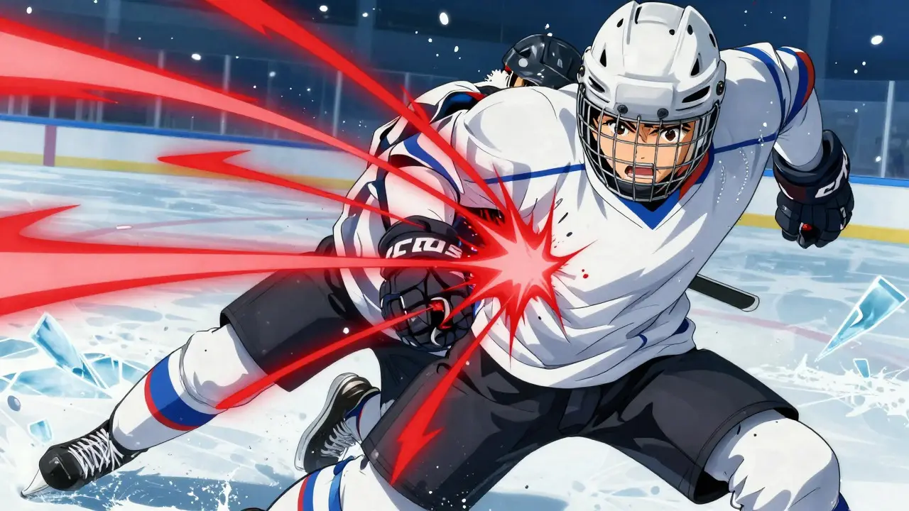 Shounen style athlete collision highlighting bleeding danger